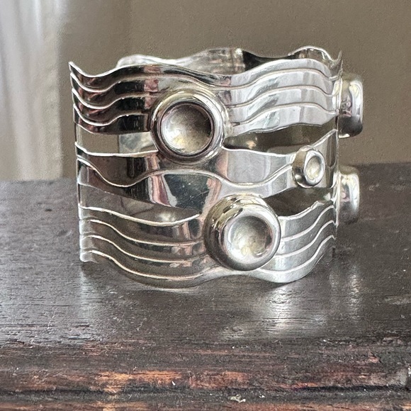Beautiful Abstract Wide Sterling Silver Cuff Bracelet - Picture 10 of 12